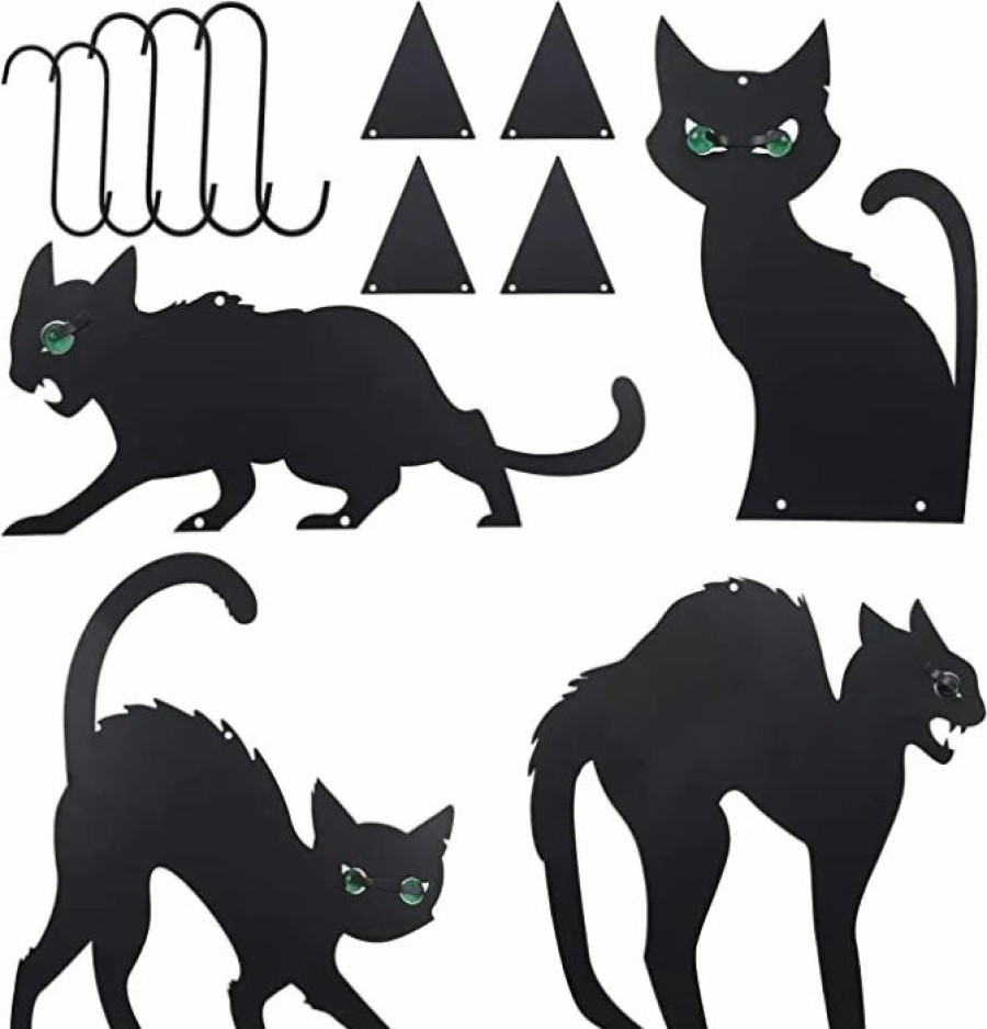 Halloween Outdoor Decor * | Joyin 6Pcs Black Cat Silhouette Yard Sign Halloween Decorations