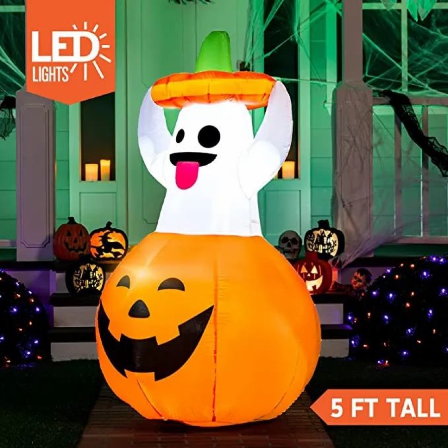 Halloween Inflatables * | Joiedomi 5Ft Inflatable Ghost In Pumpkin Decoration Halloween Decorations