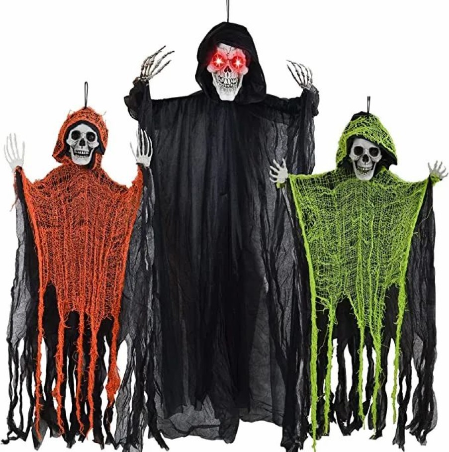 Hanging Decorations * | Joyin 3Pcs Spooky Grim Reaper Halloween Decorations