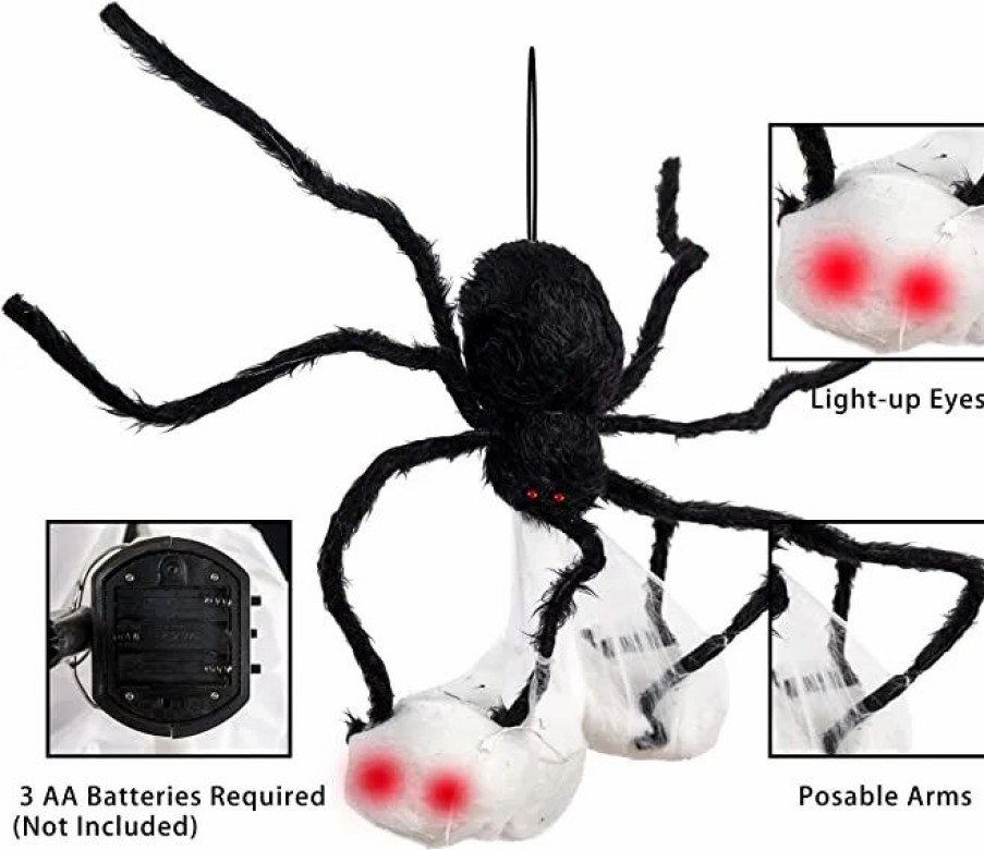 Halloween Outdoor Decor * | Joyin Halloween Light Up Hanging Spider With Cocoon Decoration Halloween Decorations