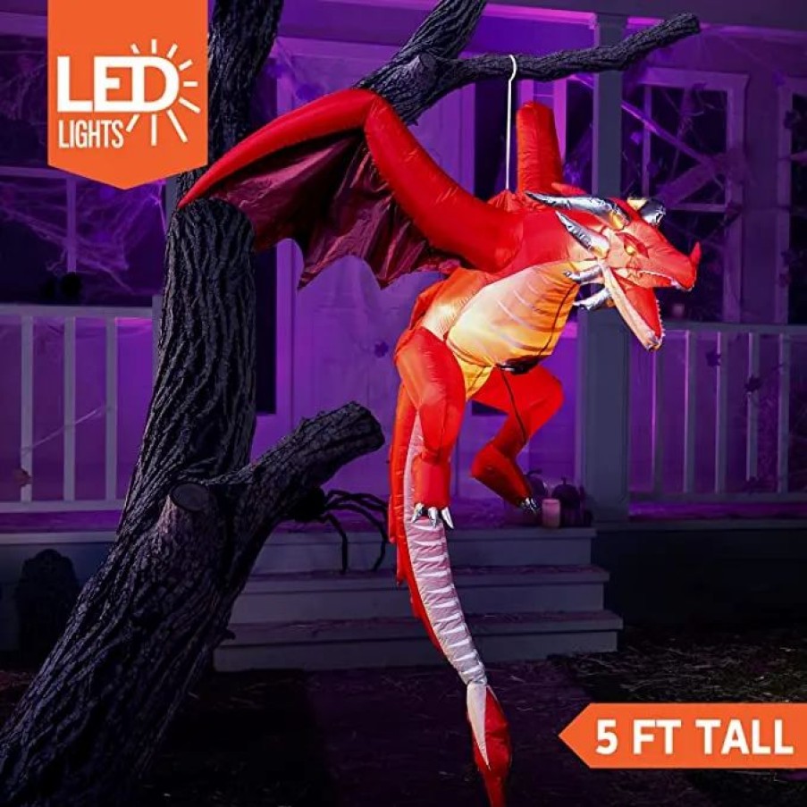 Halloween Inflatables * | Joiedomi 5Ft Hanging Flying Dragon Inflatable Decoration Halloween Decorations