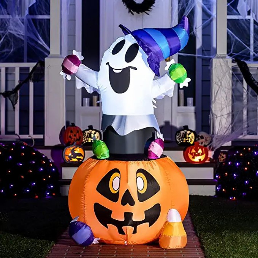 Halloween Inflatables * | Joiedomi 5Ft Halloween Inflatable Gripping Candy Ghost Halloween Decorations