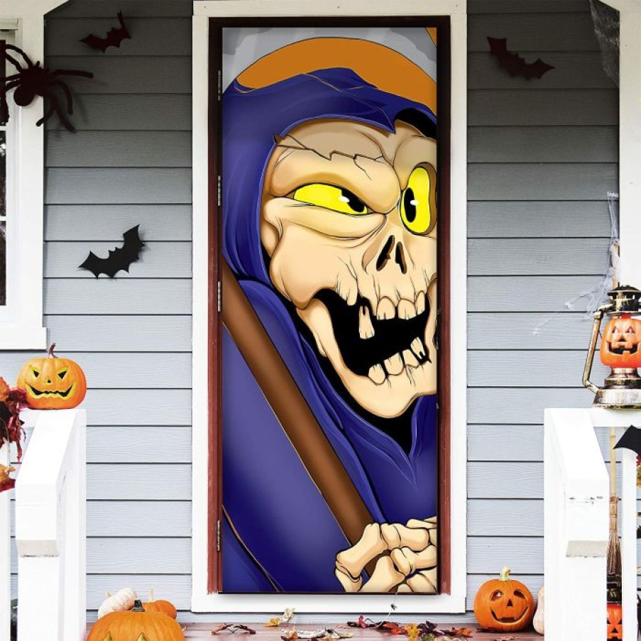 Halloween Indoor Decor * | Joyin 3D Design Reaper Door Cover 30In X 72In Halloween Decorations