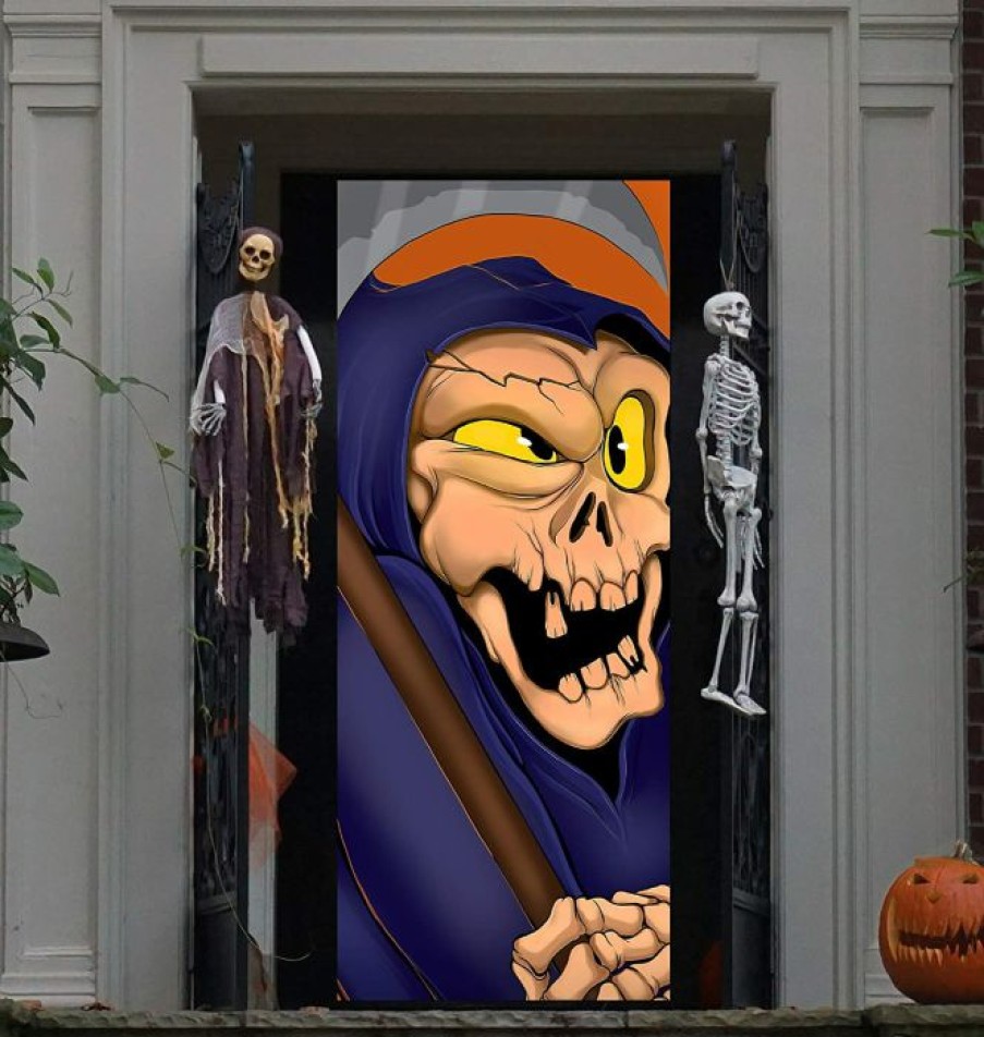 Halloween Indoor Decor * | Joyin 3D Design Reaper Door Cover 30In X 72In Halloween Decorations