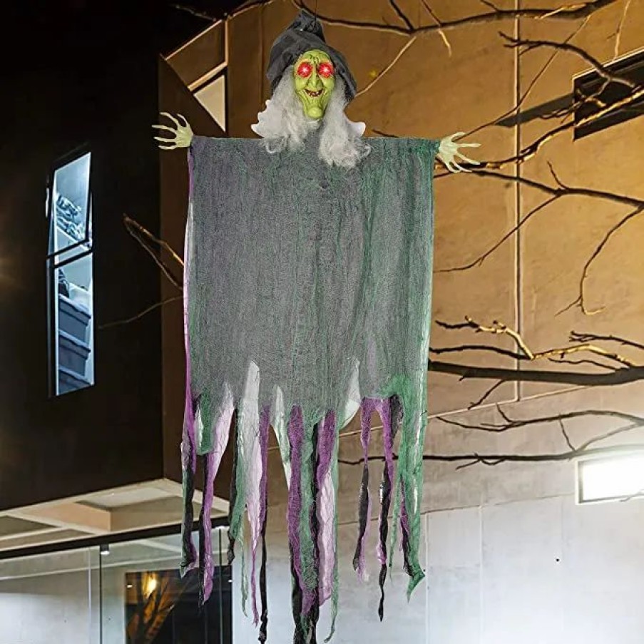 Hanging Decorations * | Joyin Hanging Witch With Led Eyes,Sound,Jittering 57.5In Halloween Decorations