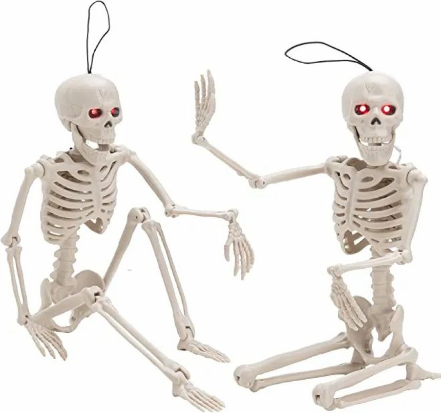 Spooky Scary Skeletons * | Joyin 2Pcs Skeleton Decoration With Red Light Eyes 16In Halloween Decorations