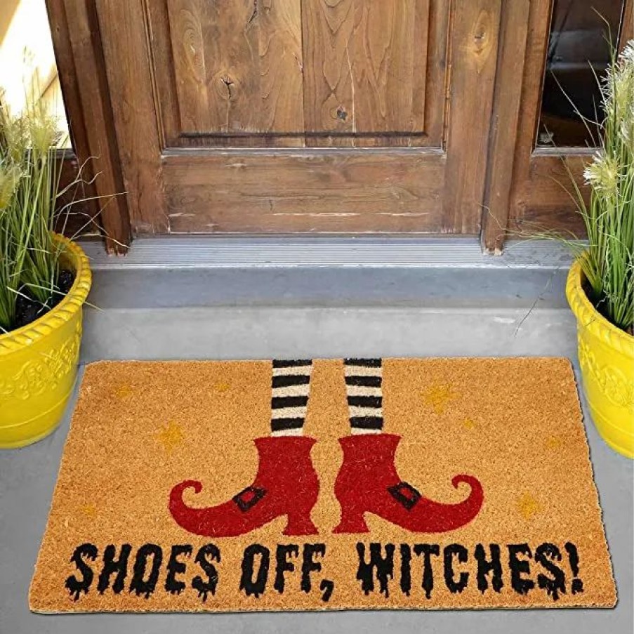 Halloween Indoor Decor * | Joyin Doormat With Witch Shoes Design 30In X 17In Halloween Decorations