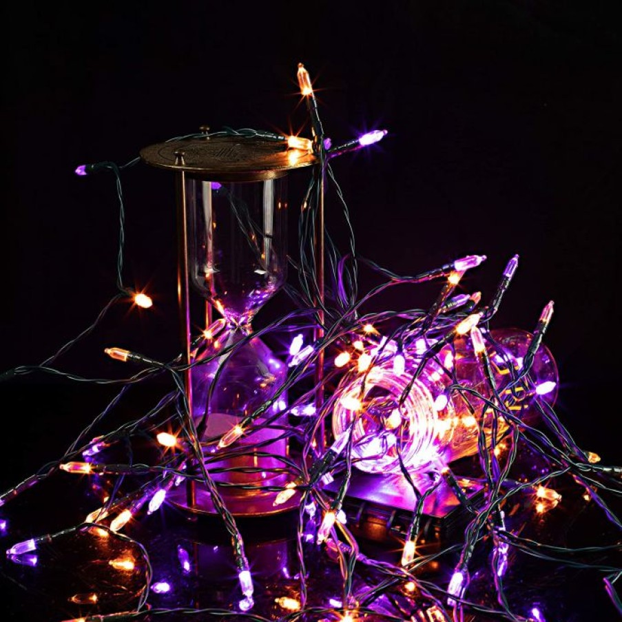 Halloween Lights * | Joiedomi Battery Powered Orange & Purple Wire String Lights 17.3Ft Halloween Decorations