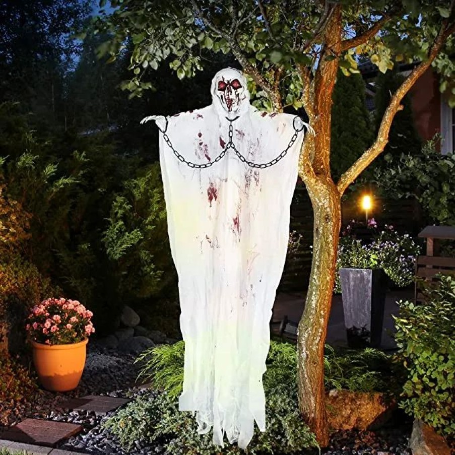 Hanging Decorations * | Joyin White Halloween Hanging Grim Reaper Halloween Decorations