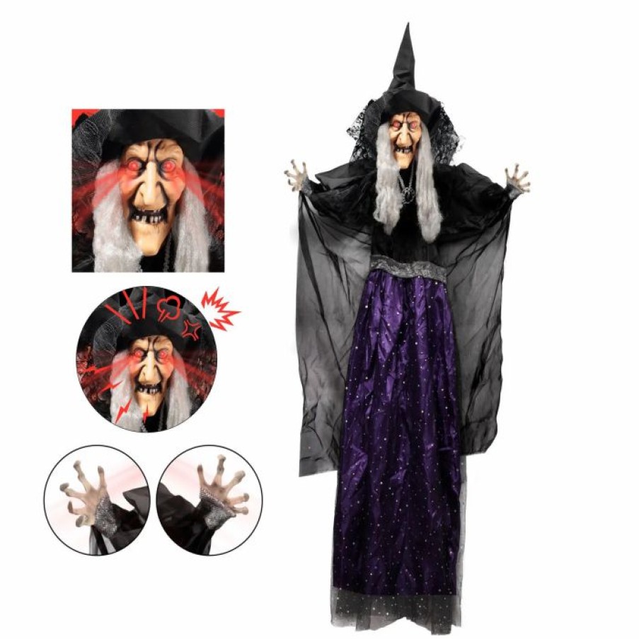 Hanging Decorations * | Joyin Hanging Animated Witch Halloween Decoration 47In Halloween Decorations