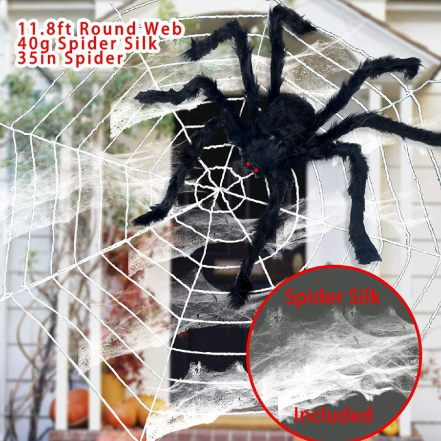 Halloween Outdoor Decor * | Joyin Giant Spider (35) With Large Spider Web 11.8Ft Halloween Decorations