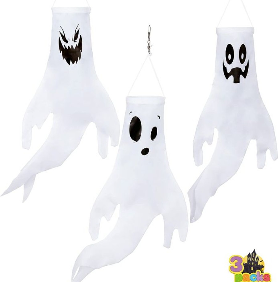 Hanging Decorations * | Joyin 3Pcs Ghost Windsock Hanging 18In Halloween Decorations