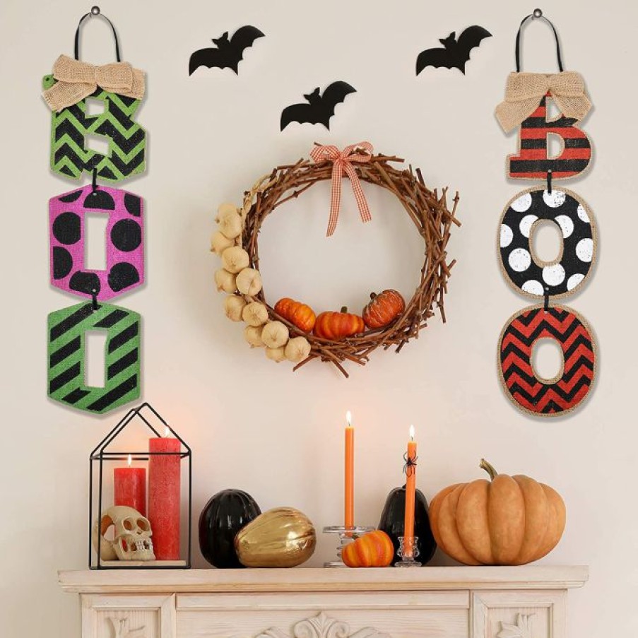 Halloween Indoor Decor * | Joyin 2 Halloween Boo Hanging Wall Signs Halloween Decorations