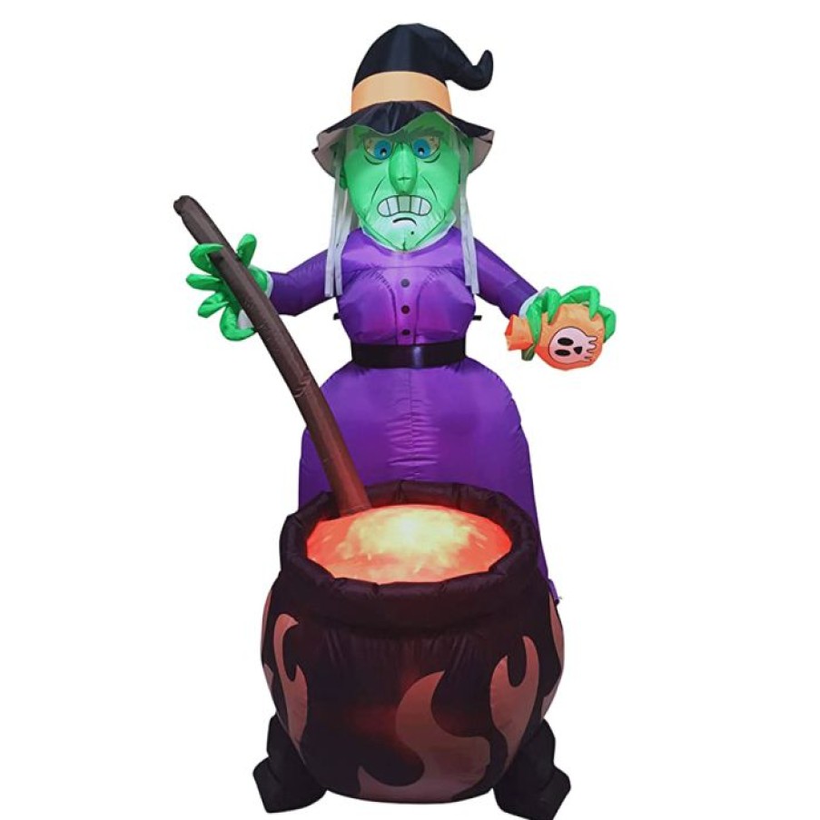 Halloween Inflatables * | Joiedomi 6Ft Inflatable Witch With Cauldron Decoration Halloween Decorations