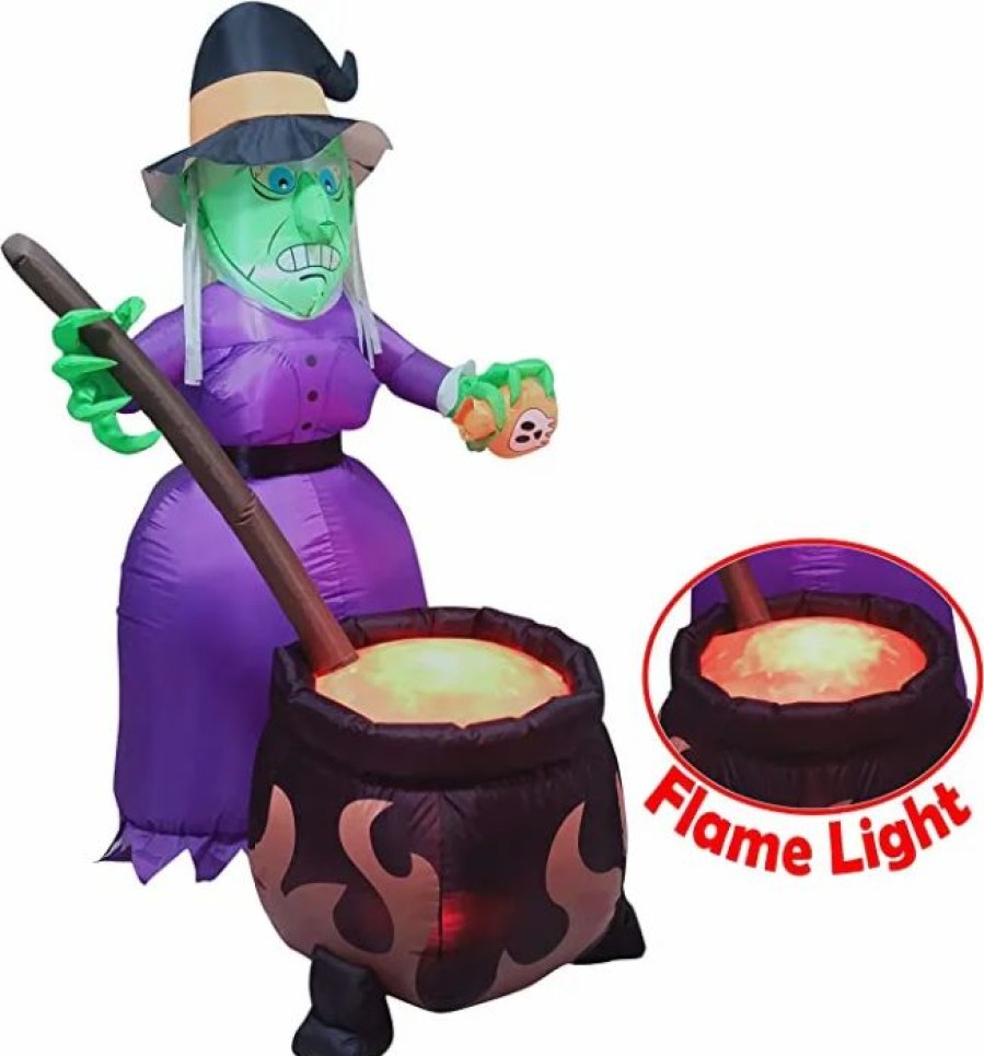 Halloween Inflatables * | Joiedomi 6Ft Inflatable Witch With Cauldron Decoration Halloween Decorations