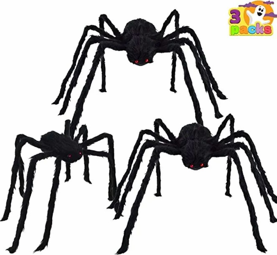 Halloween Outdoor Decor * | Joyin 3Pcs Large Halloween Hairy Spiders Halloween Decorations