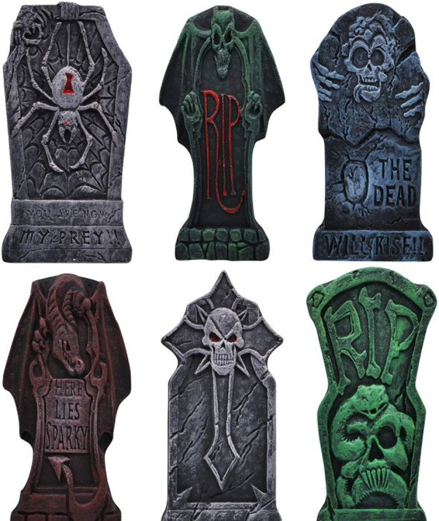 Halloween Outdoor Decor * | Joyin 6Pcs Tombstone With Dragon Design Decorations 17In Halloween Decorations