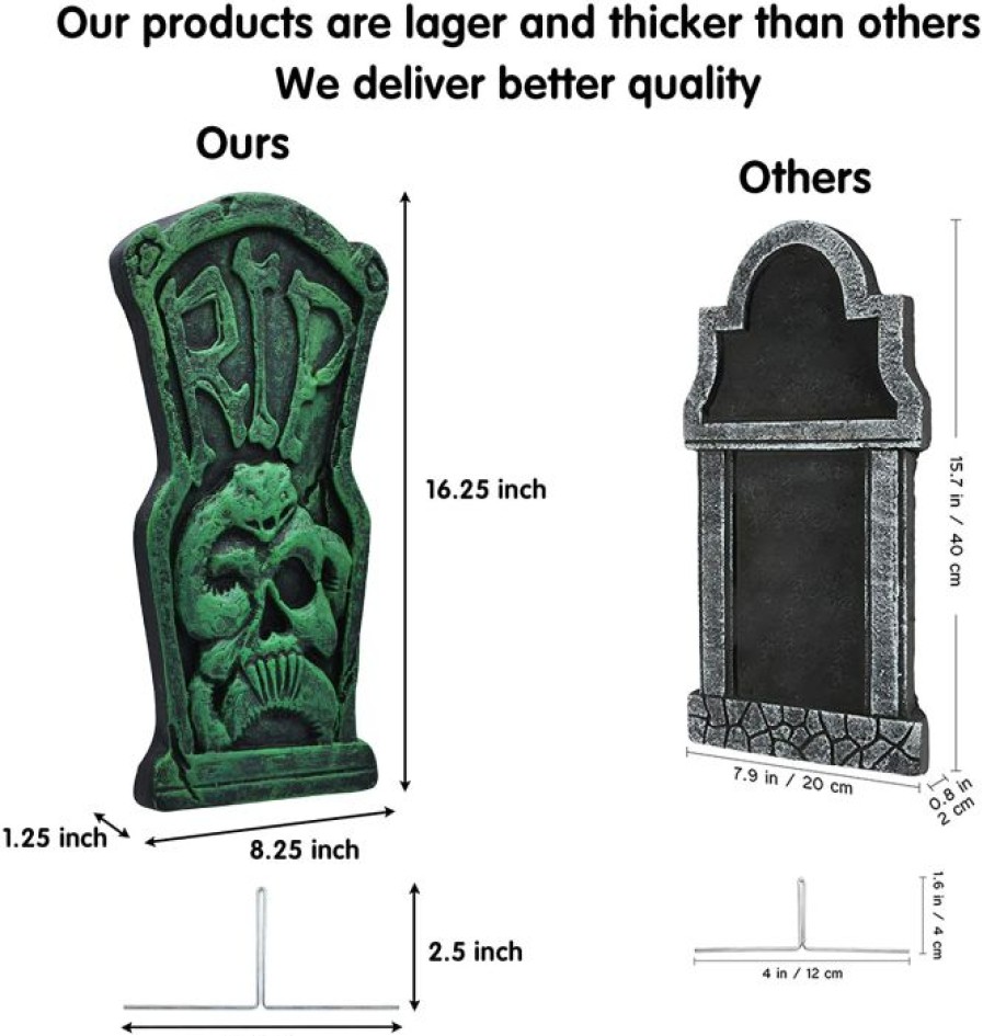 Halloween Outdoor Decor * | Joyin 6Pcs Tombstone With Dragon Design Decorations 17In Halloween Decorations