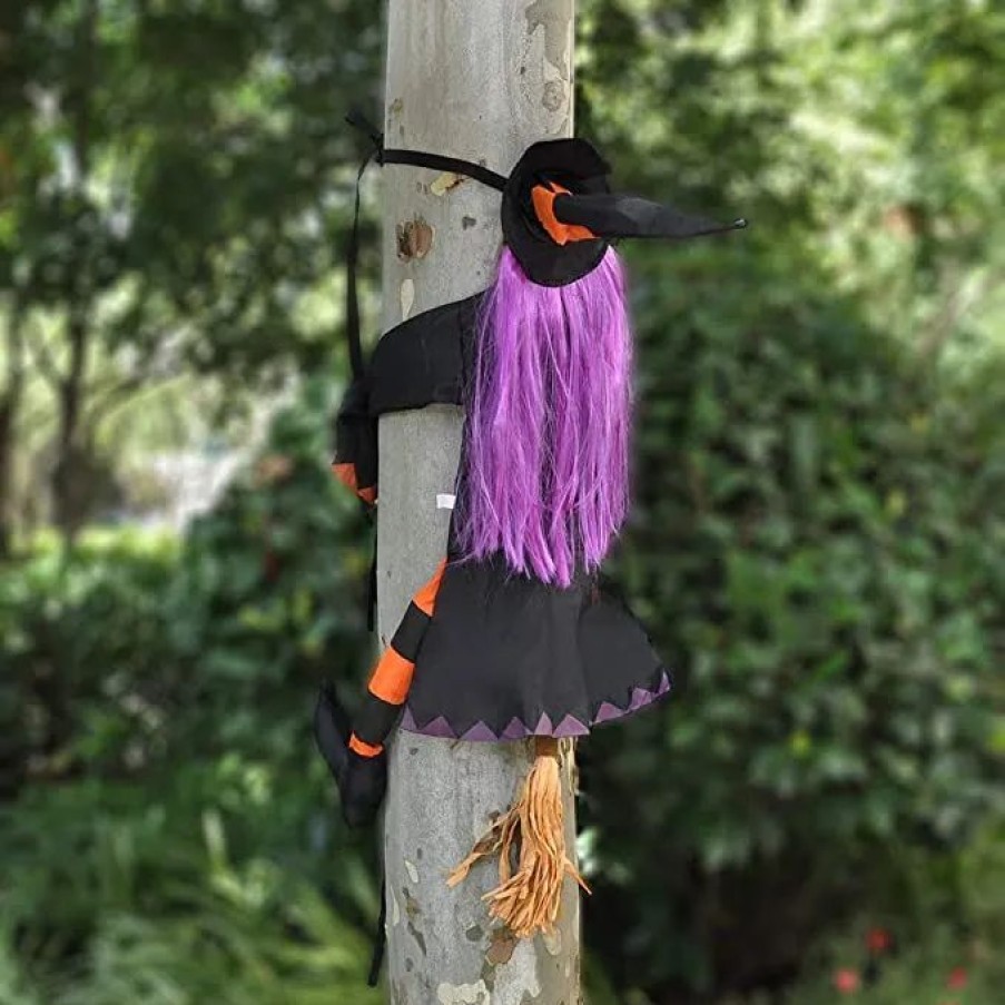 Halloween Outdoor Decor * | Joyin Witch Crashing Into Tree Halloween Decoration 40In Halloween Decorations