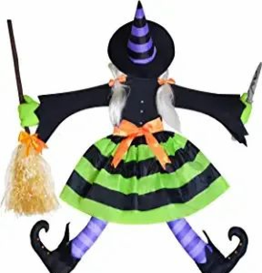 Halloween Outdoor Decor * | Joyin Halloween Crashing Witch Into Tree 43In Halloween Decorations