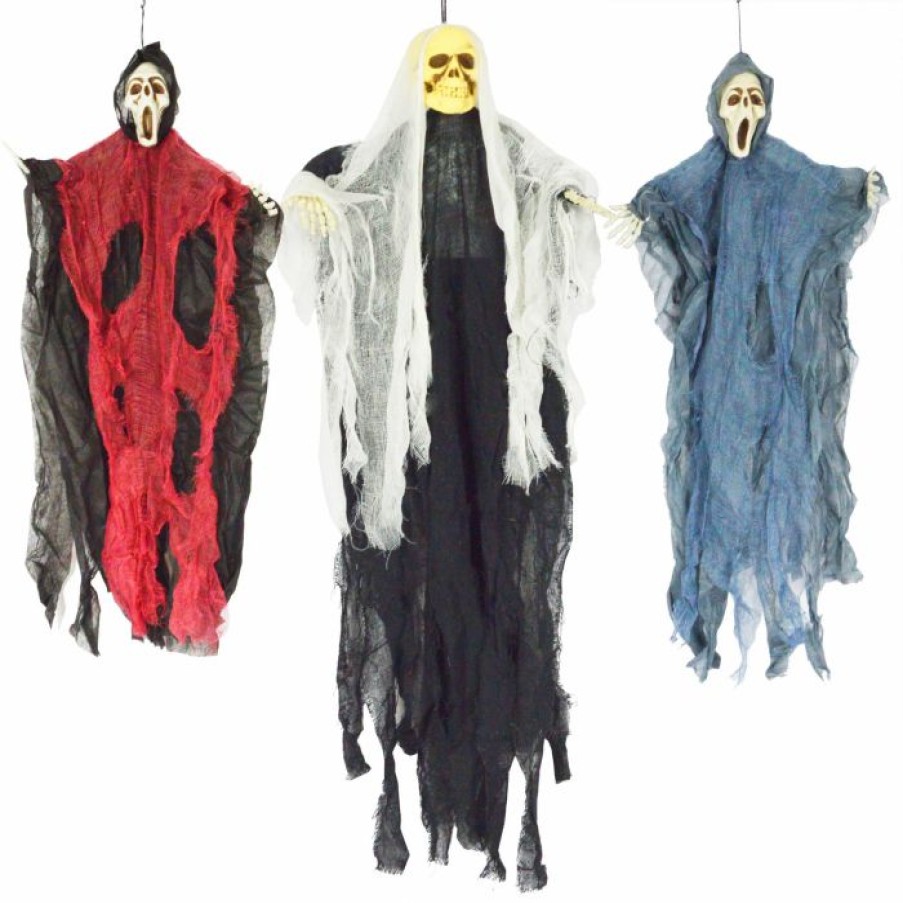 Spooky Scary Skeletons * | Joyin 3 Pack Hanging Skeleton Ghost And Grim Reaper Decoration Halloween Decorations