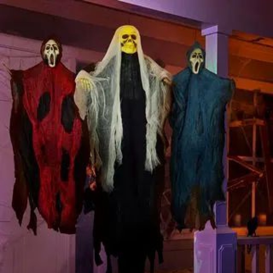 Spooky Scary Skeletons * | Joyin 3 Pack Hanging Skeleton Ghost And Grim Reaper Decoration Halloween Decorations