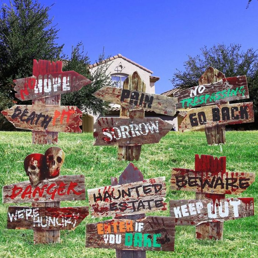 Halloween Outdoor Decor * | Joyin 6Pcs Scary Yard Sign Halloween Decorations