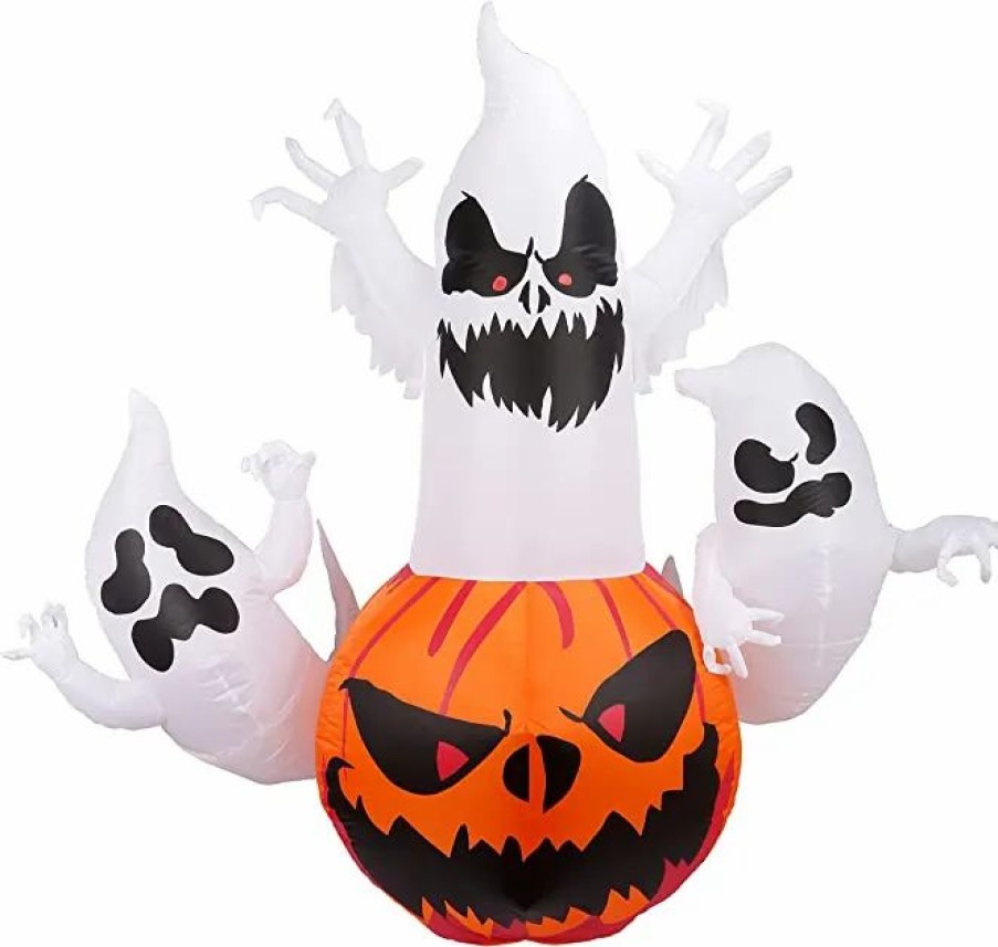 Halloween Inflatables * | Joiedomi 6Ft Tall Halloween Inflatable Pumpkin With 3 Ghosts Halloween Decorations