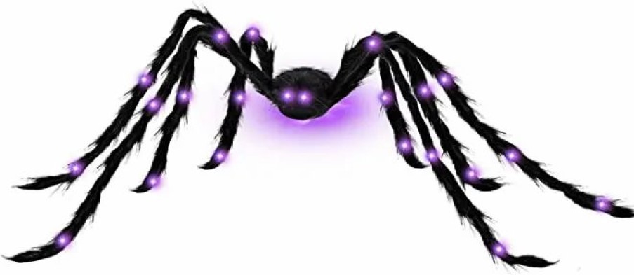 Halloween Outdoor Decor * | Joyin Light Up Hairy Spider With Purple Led Lights 5Ft Halloween Decorations