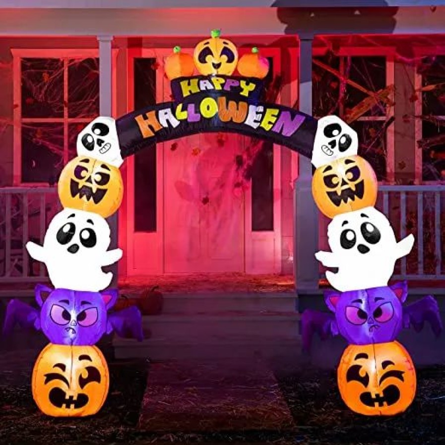 Halloween Inflatables * | Joiedomi 8Ft Inflatable Stack Pumpkin Ghost Bat Archway Halloween Decorations