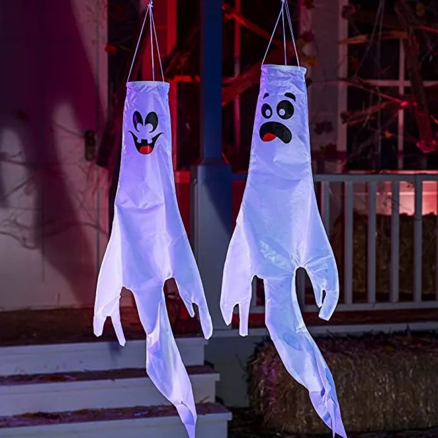 Hanging Decorations * | Joyin 2Pcs Ghost Windsock Hanging 43In Halloween Decorations