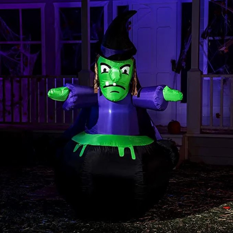 Halloween Inflatables * | Joiedomi 6Ft Halloween Inflatable Witch In Cauldron Halloween Decorations