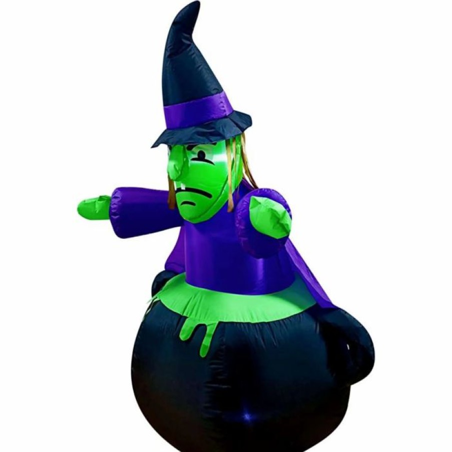 Halloween Inflatables * | Joiedomi 6Ft Halloween Inflatable Witch In Cauldron Halloween Decorations