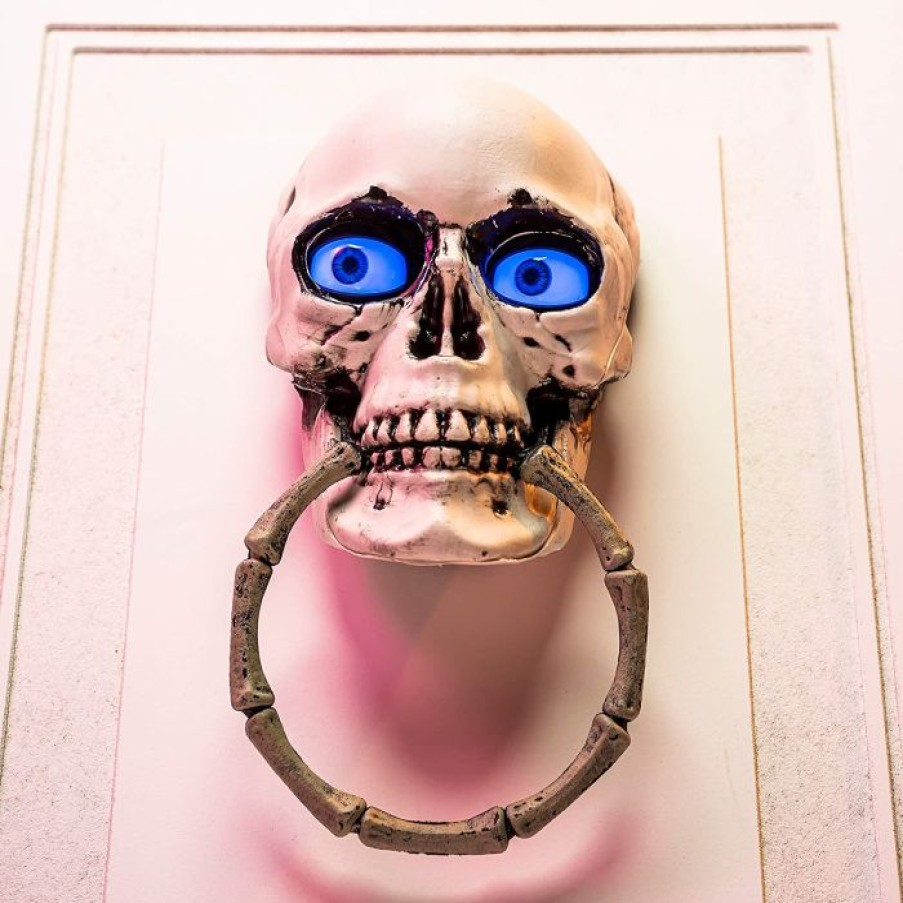 Halloween Indoor Decor * | Joyin Skeleton Doorbell With Moving Eyes 30In Halloween Decorations