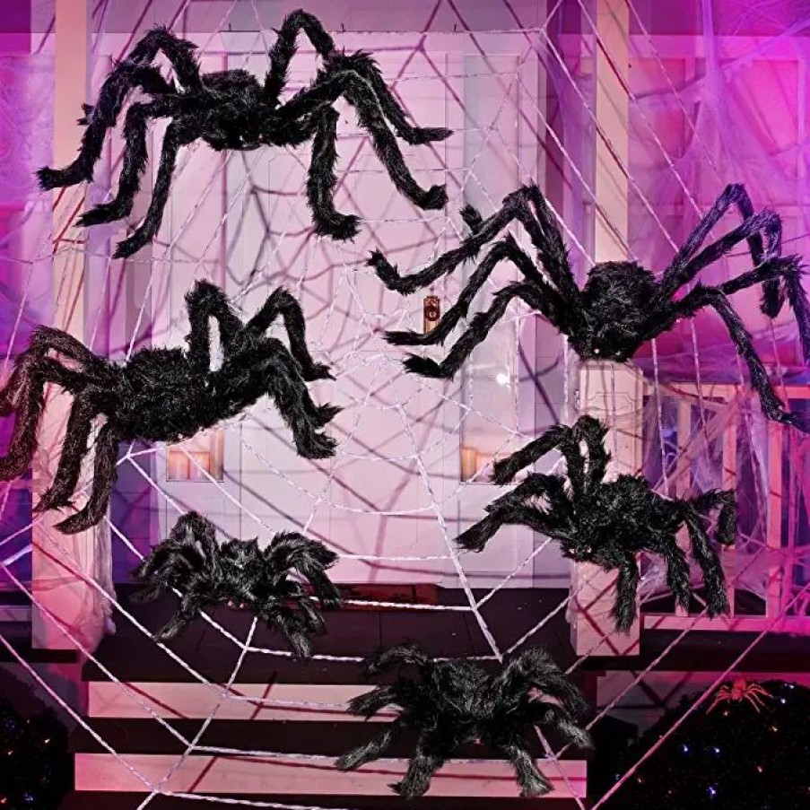 Halloween Outdoor Decor * | Joyin 6Pcs Halloween Hairy Spider Set Decoration Halloween Decorations