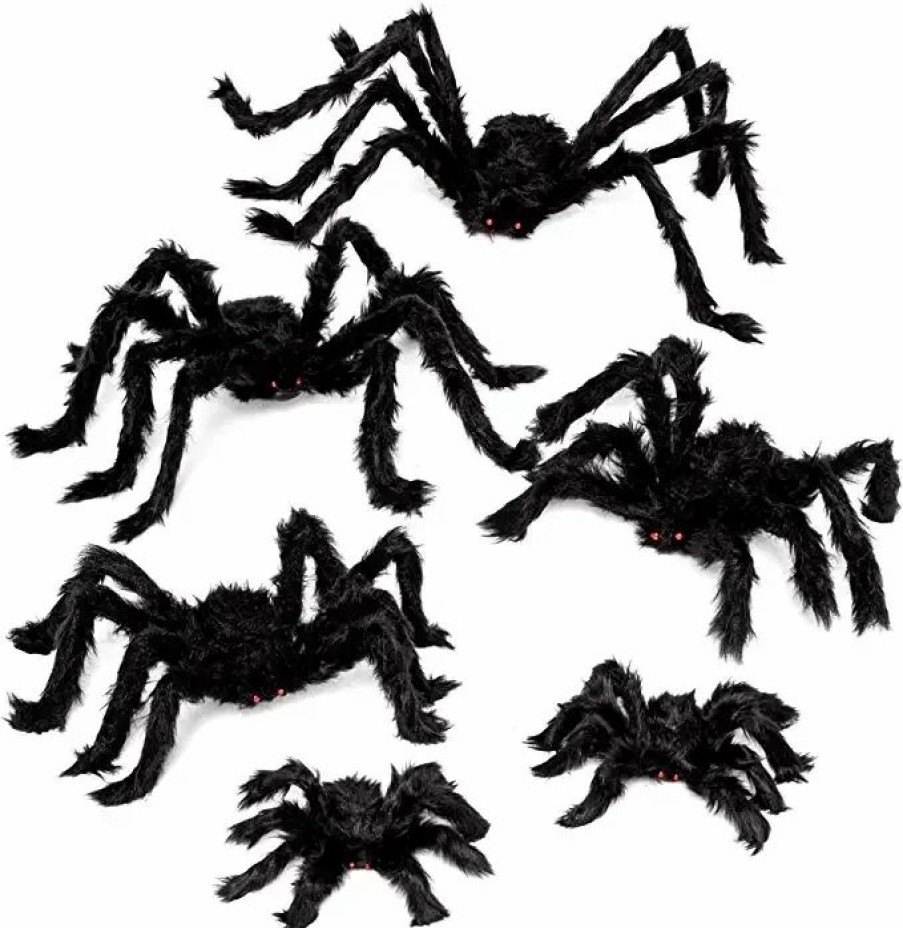 Halloween Outdoor Decor * | Joyin 6Pcs Halloween Hairy Spider Set Decoration Halloween Decorations