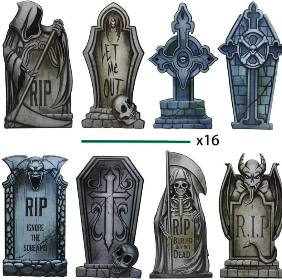 Halloween Outdoor Decor * | Joyin 8Pcs Tombstone Halloween Yard Decoration 16.5In Halloween Decorations