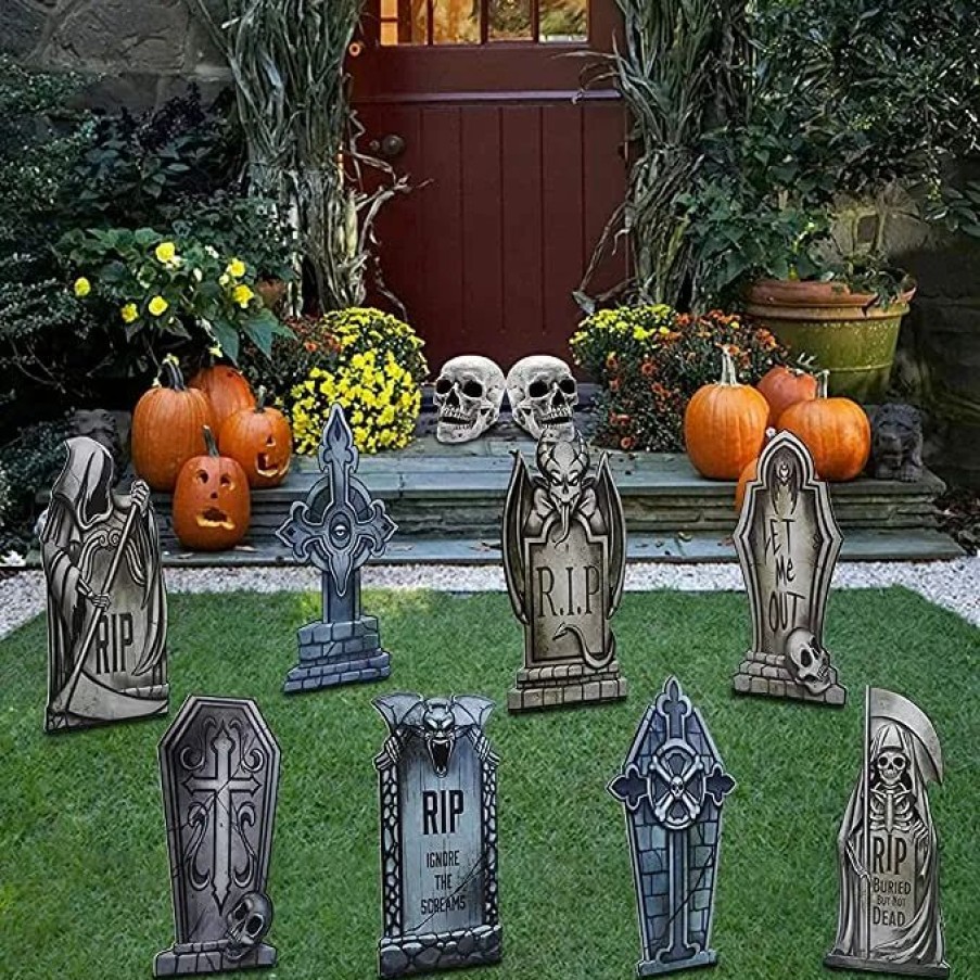 Halloween Outdoor Decor * | Joyin 8Pcs Tombstone Halloween Yard Decoration 16.5In Halloween Decorations