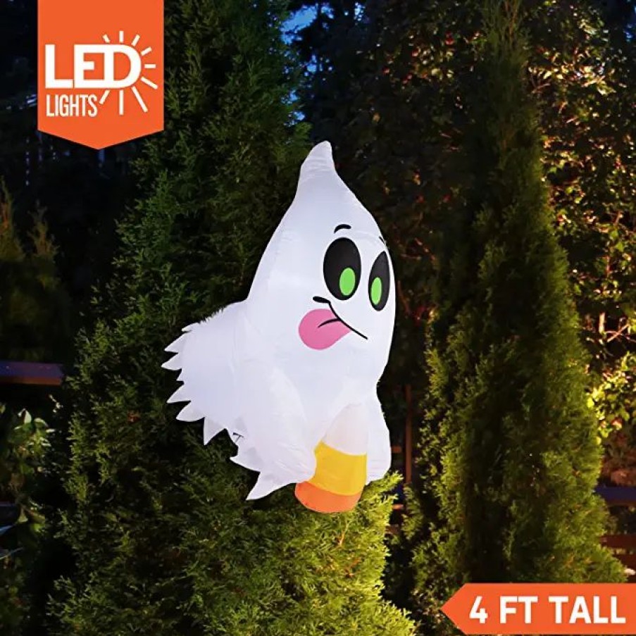 Halloween Inflatables * | Joiedomi 4Ft Halloween Inflatable Led Ghost With Candy Halloween Decorations