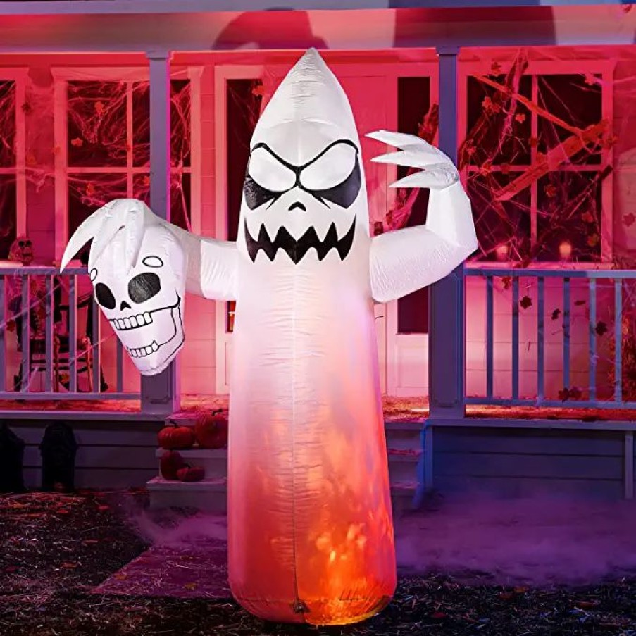 Halloween Inflatables * | Joiedomi 8Ft Halloween Ghost Holding Skull Halloween Decorations