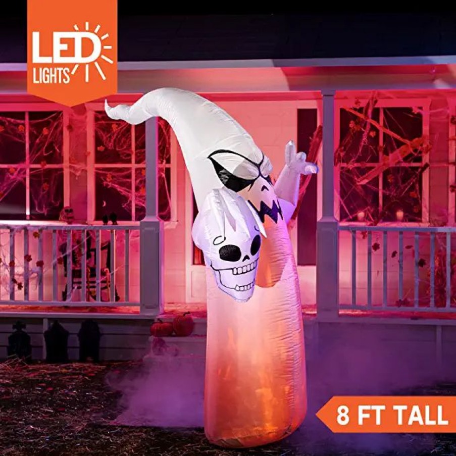 Halloween Inflatables * | Joiedomi 8Ft Halloween Ghost Holding Skull Halloween Decorations