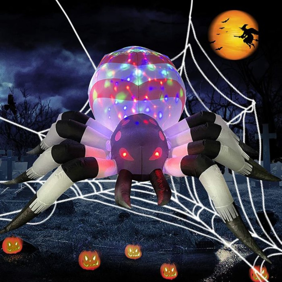 Halloween Inflatables * | Joiedomi 6Ft Inflatable Spider With Led Projection Light Halloween Decorations