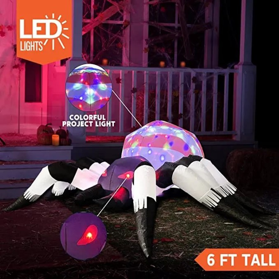 Halloween Inflatables * | Joiedomi 6Ft Inflatable Spider With Led Projection Light Halloween Decorations