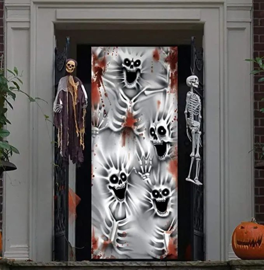 Halloween Indoor Decor * | Joyin 3D Skeleton Door Cover 30In X 72In Halloween Decorations