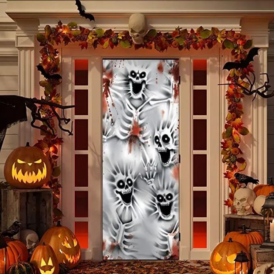 Halloween Indoor Decor * | Joyin 3D Skeleton Door Cover 30In X 72In Halloween Decorations