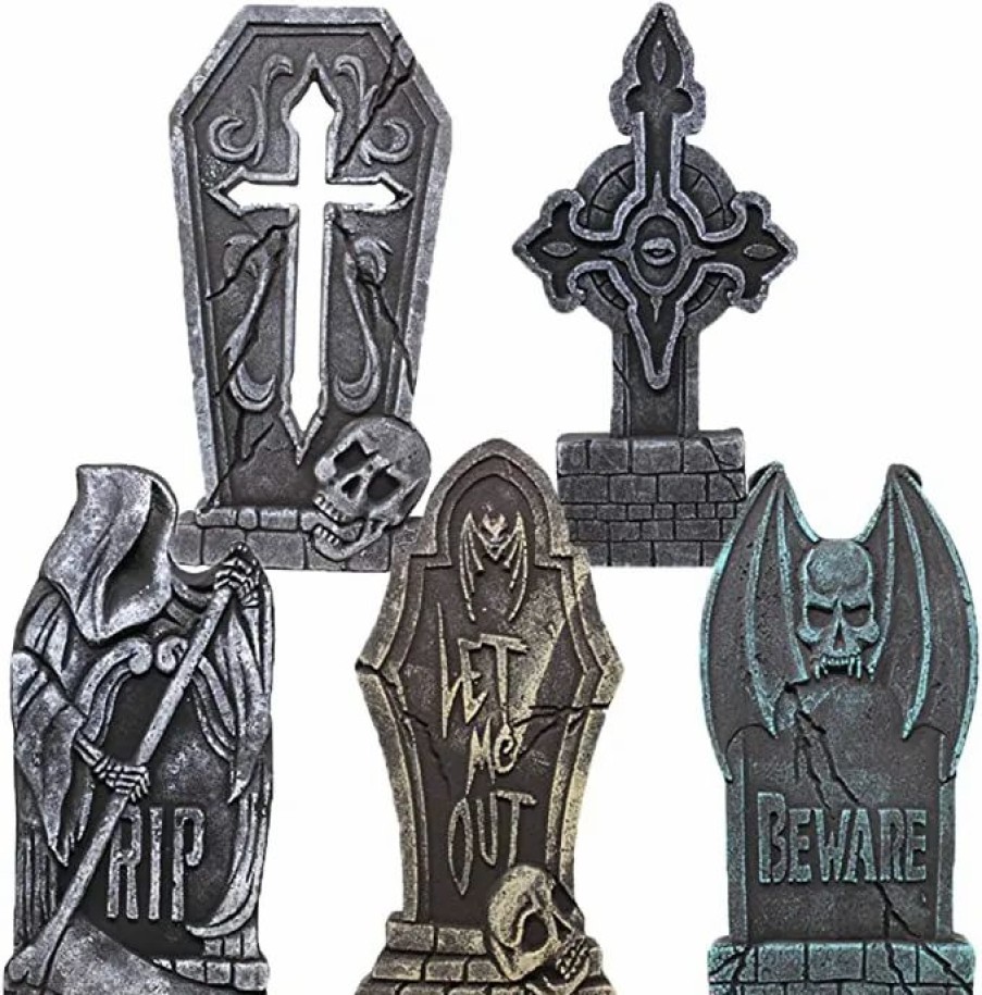 Halloween Outdoor Decor * | Joyin 5Pcs Foam Rip Graveyard Headstone Decorations 17In Halloween Decorations