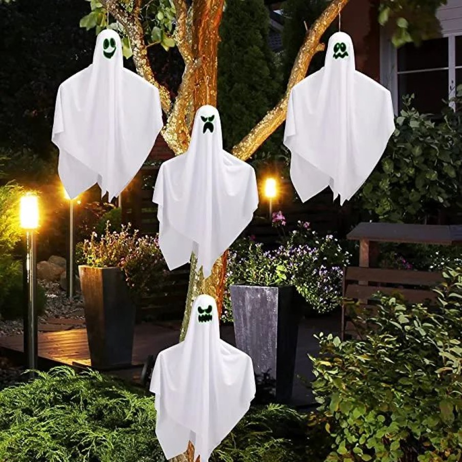 Hanging Decorations * | Joyin 4Pcs Halloween Glow-In-The-Dark Hanging Ghosts 27.5In Halloween Decorations