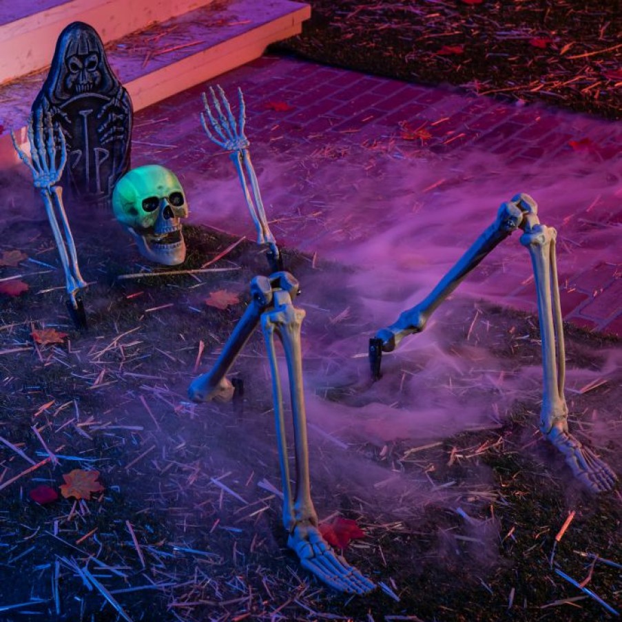 Halloween Outdoor Decor * | Joyin 5Pcs Lighted Skeleton Groundbreaker Yard Stakes (Green Light) Halloween Decorations