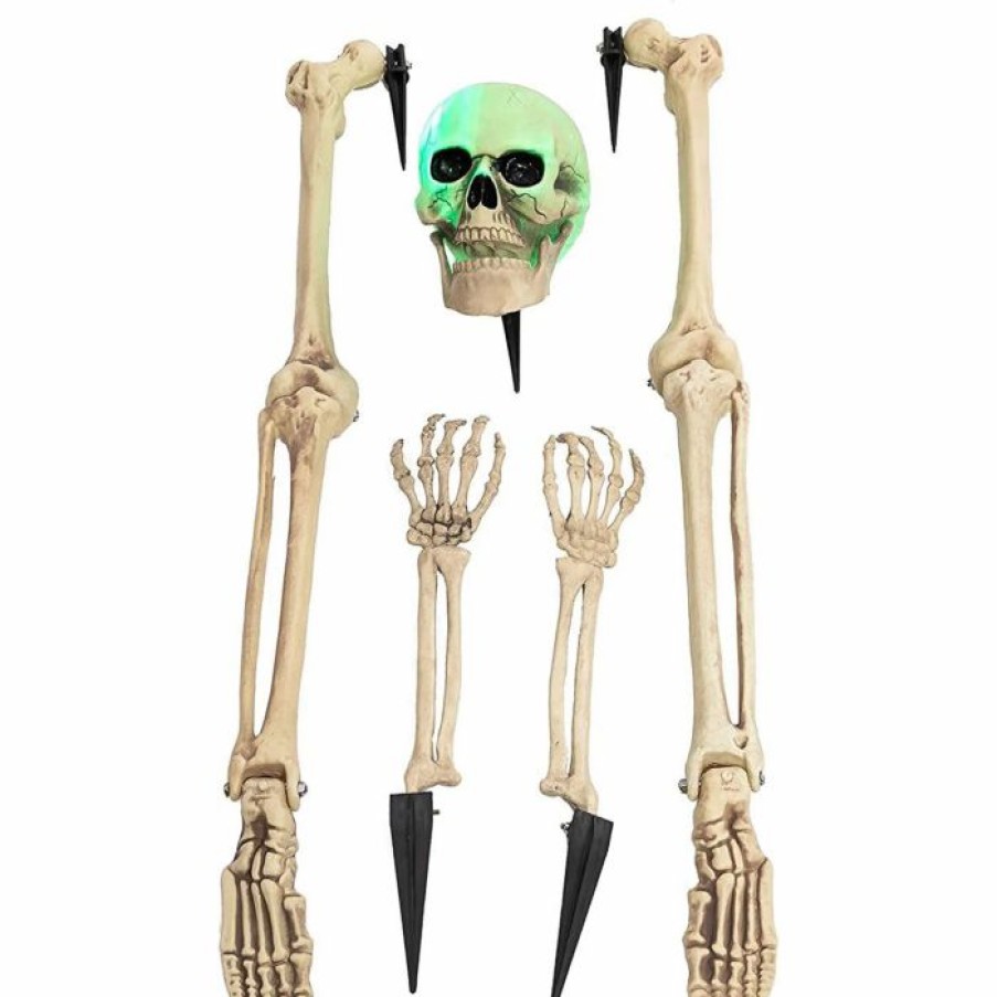 Halloween Outdoor Decor * | Joyin 5Pcs Lighted Skeleton Groundbreaker Yard Stakes (Green Light) Halloween Decorations