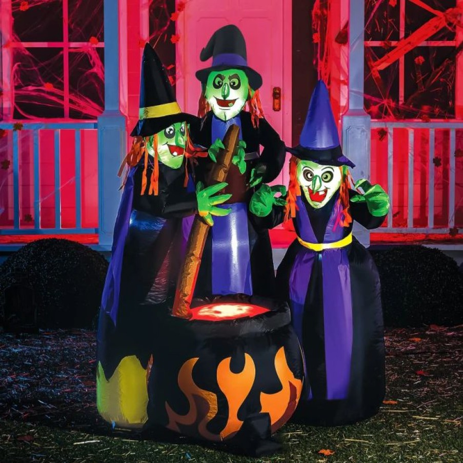 Halloween Inflatables * | Joiedomi 6Ft Three Witch Around Cauldron Halloween Decoration Halloween Decorations